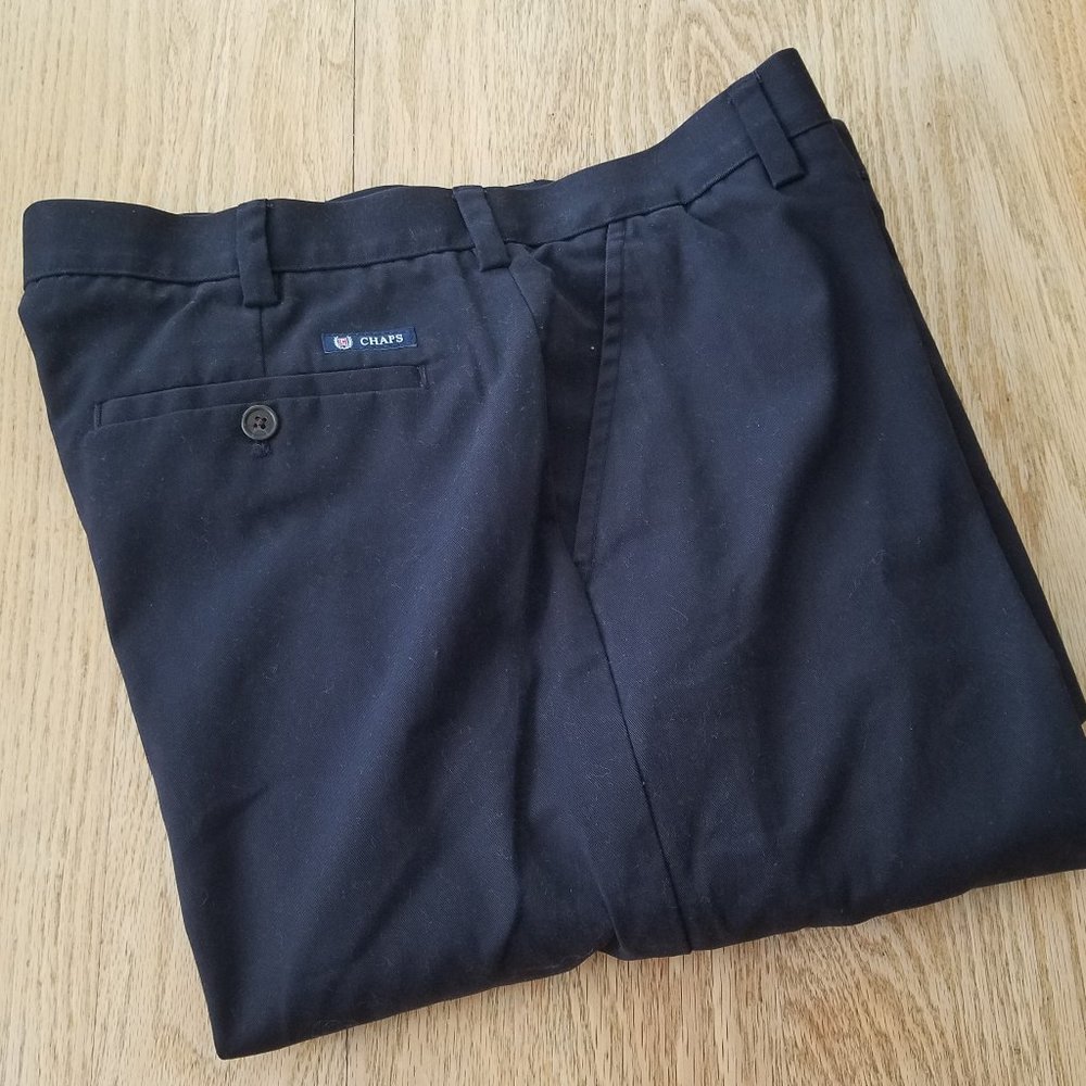 Ralph Lauren Chaps Pants Mens 35x30 Dk Blue Pockets Casual Flat Front
